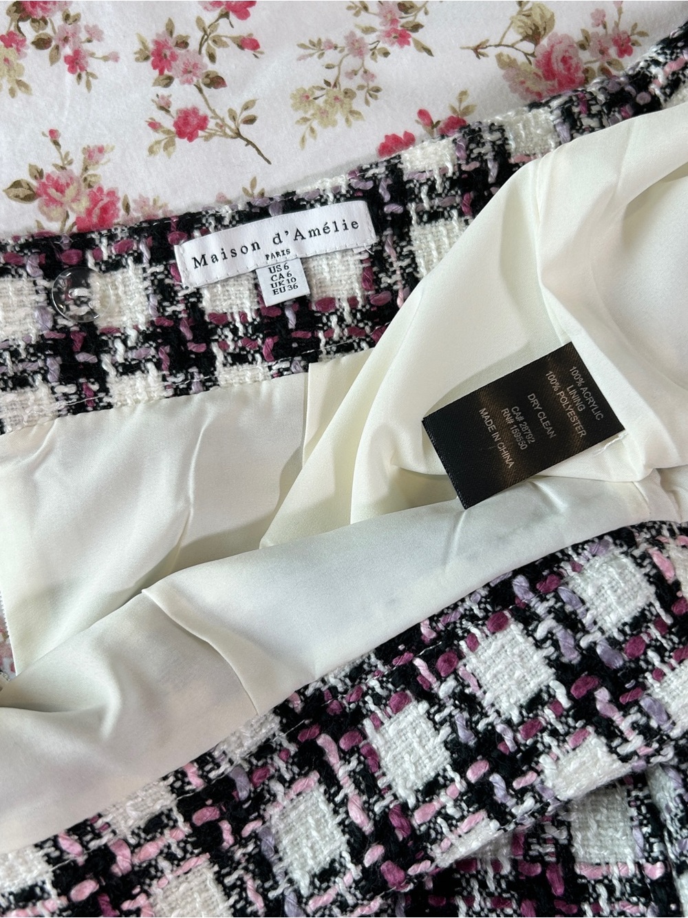 Maison d'Amélie pink tweed classic mini skirt 6 - Picture 4 of 7